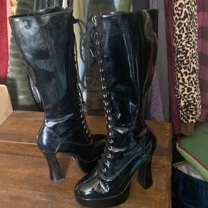Patent leather knee-high boots size 8